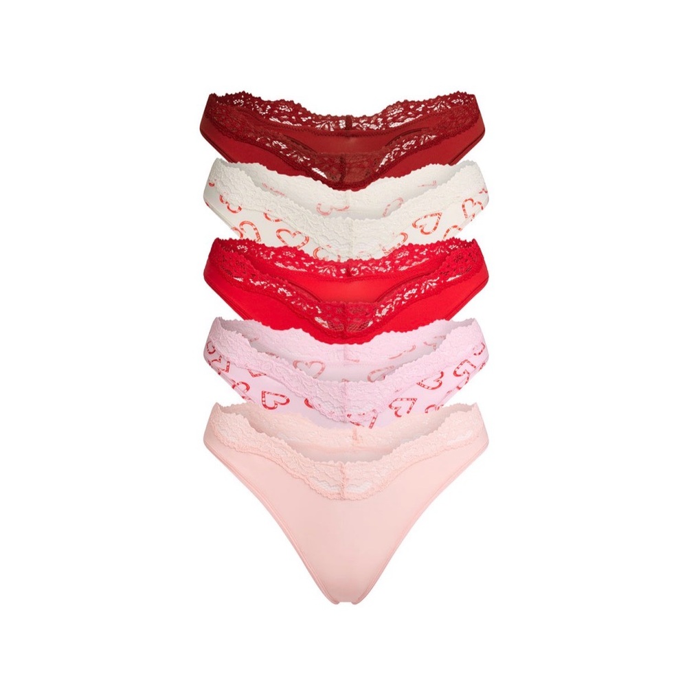 💖 SKIMS Fits Everybody Lace Dipped Thong Pack (5-Pack) 💖